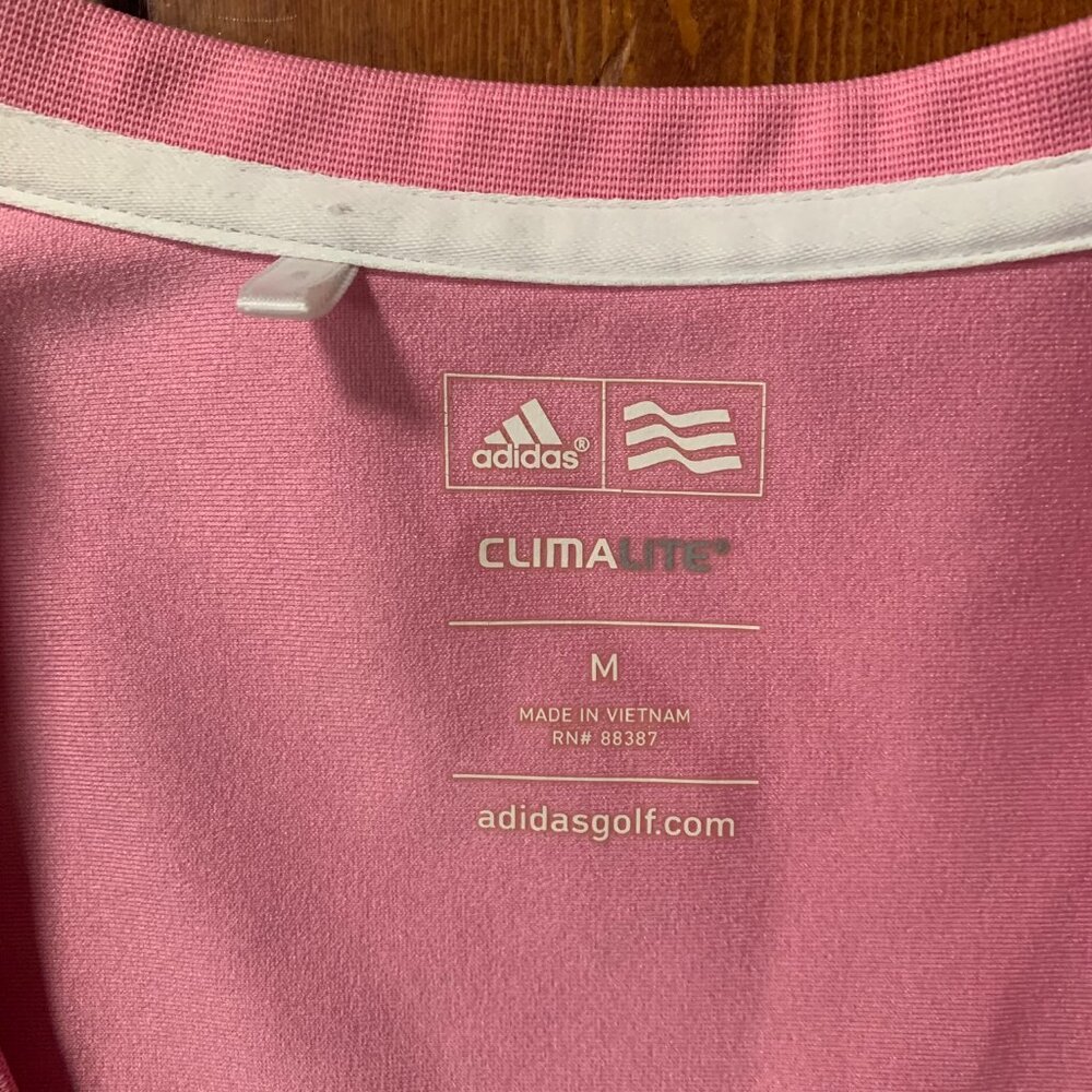 Adidas Golf Climalite Pink Women's Medium Button Front Brushed Cardigan EUC - Picture 3 of 11